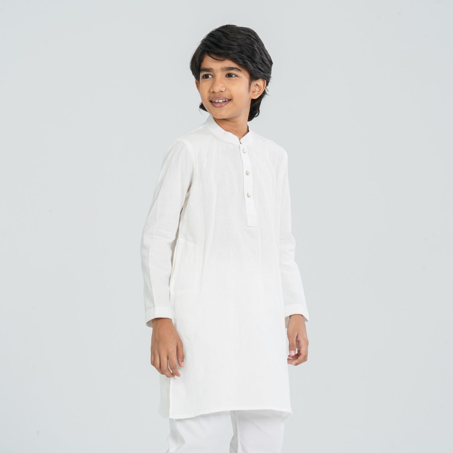Boy's White Cotton Panjabi