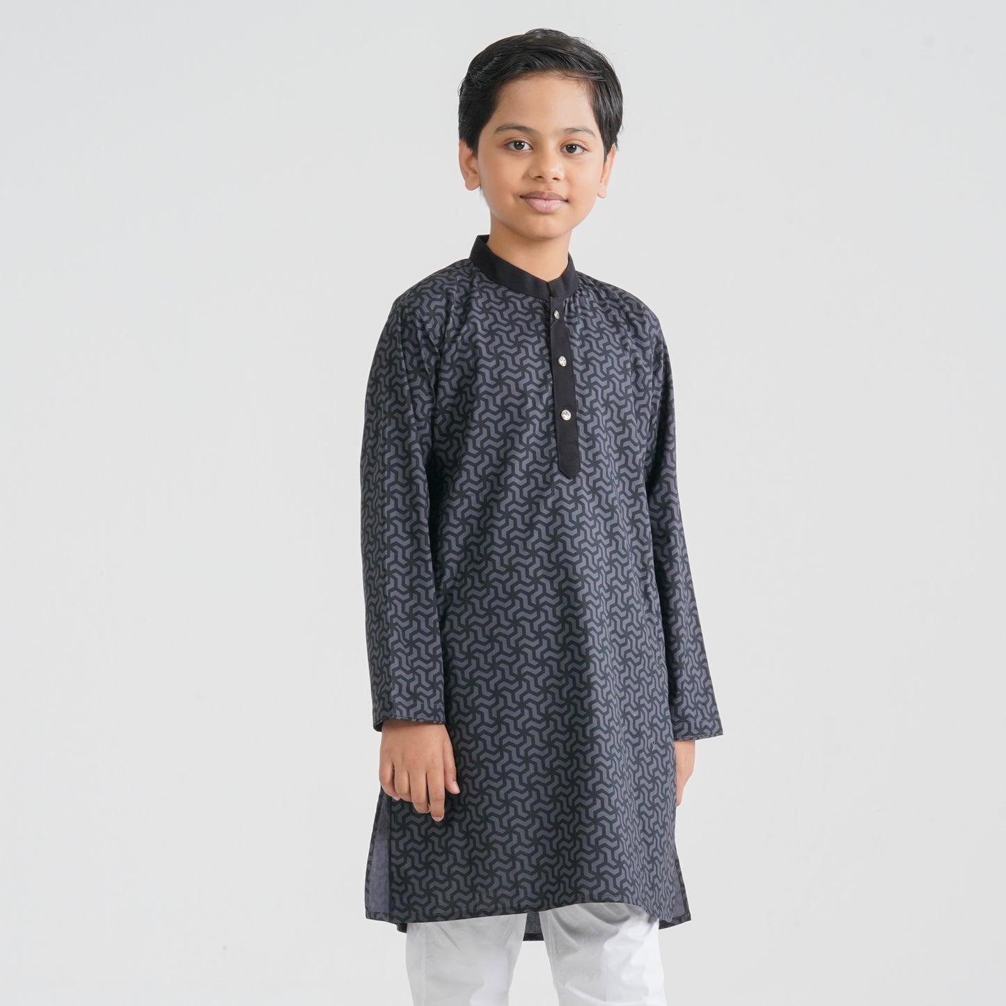 Boy’s Grey Cotton Panjabi