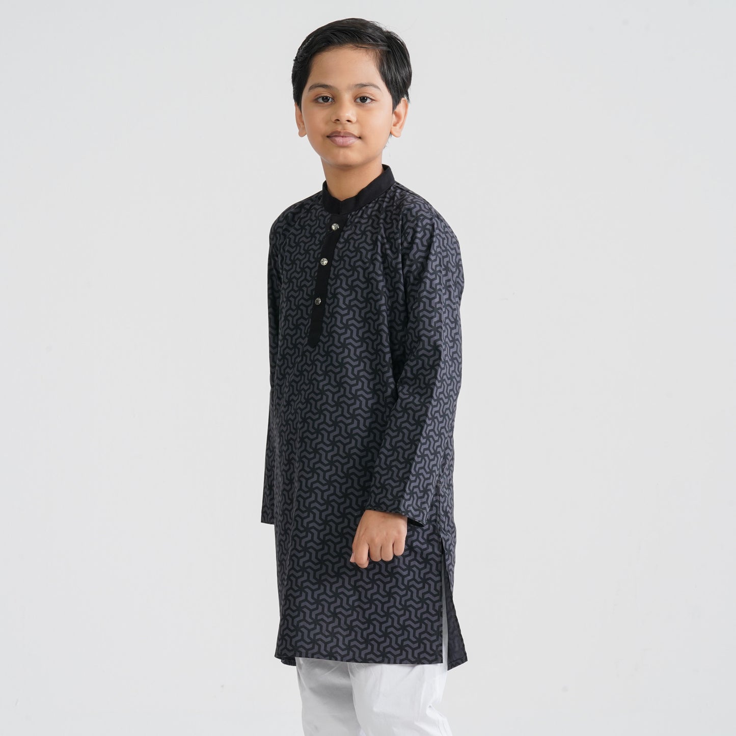 Boy’s Grey Cotton Panjabi