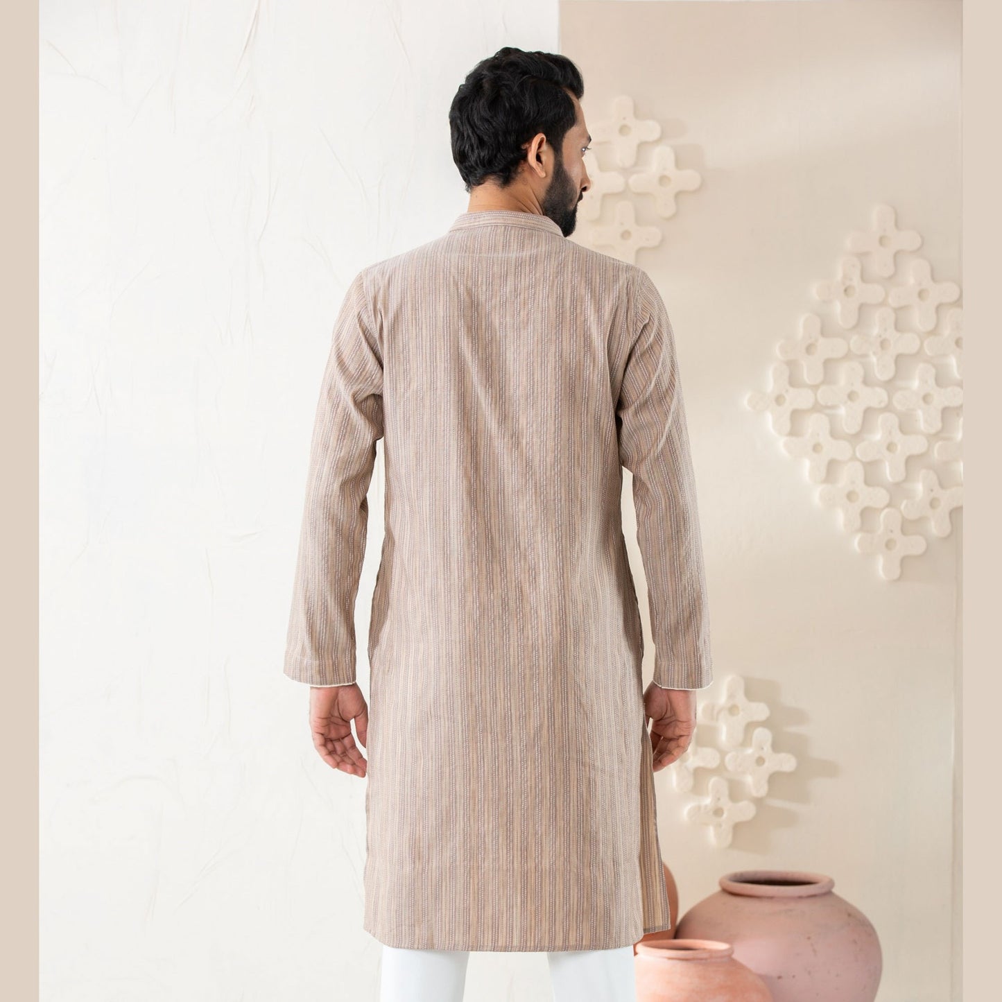 Mens Brown Cotton Panjabi