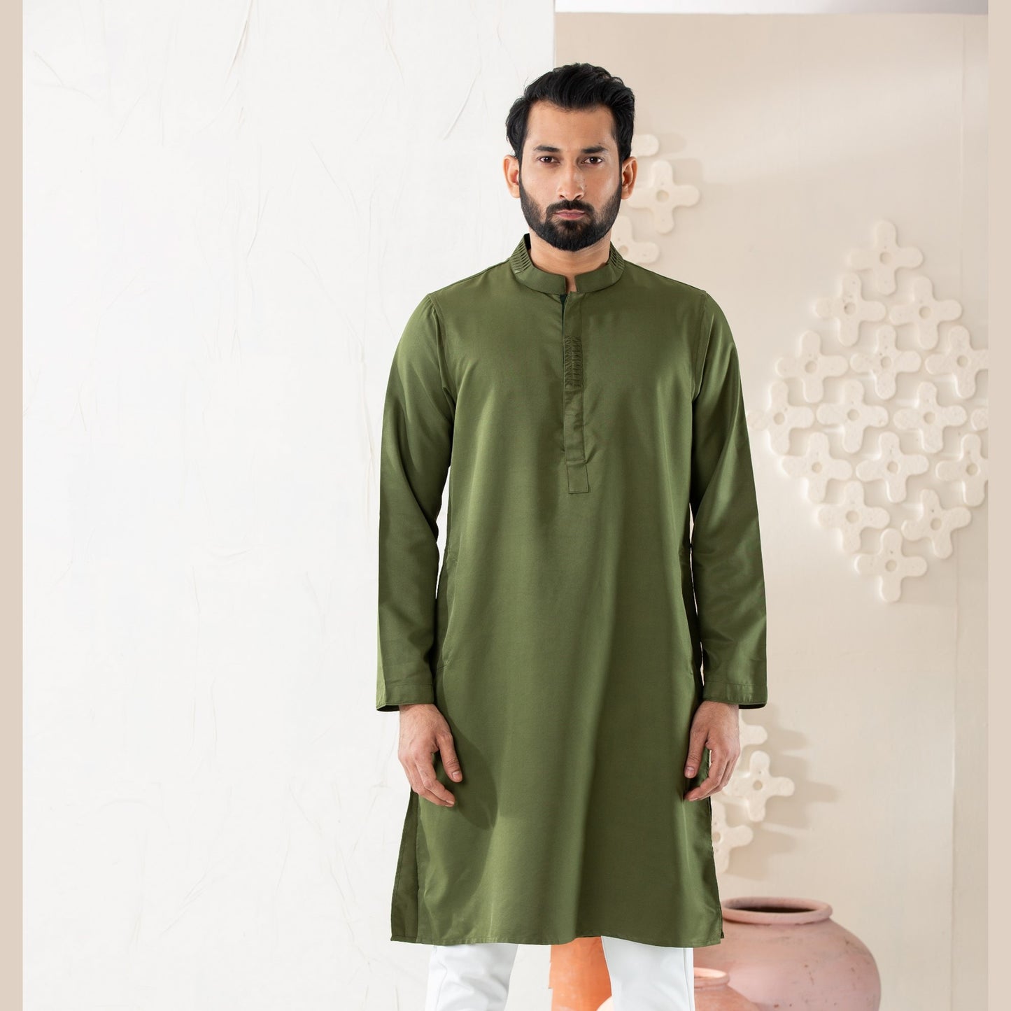 Mens Olive Green Panjabi