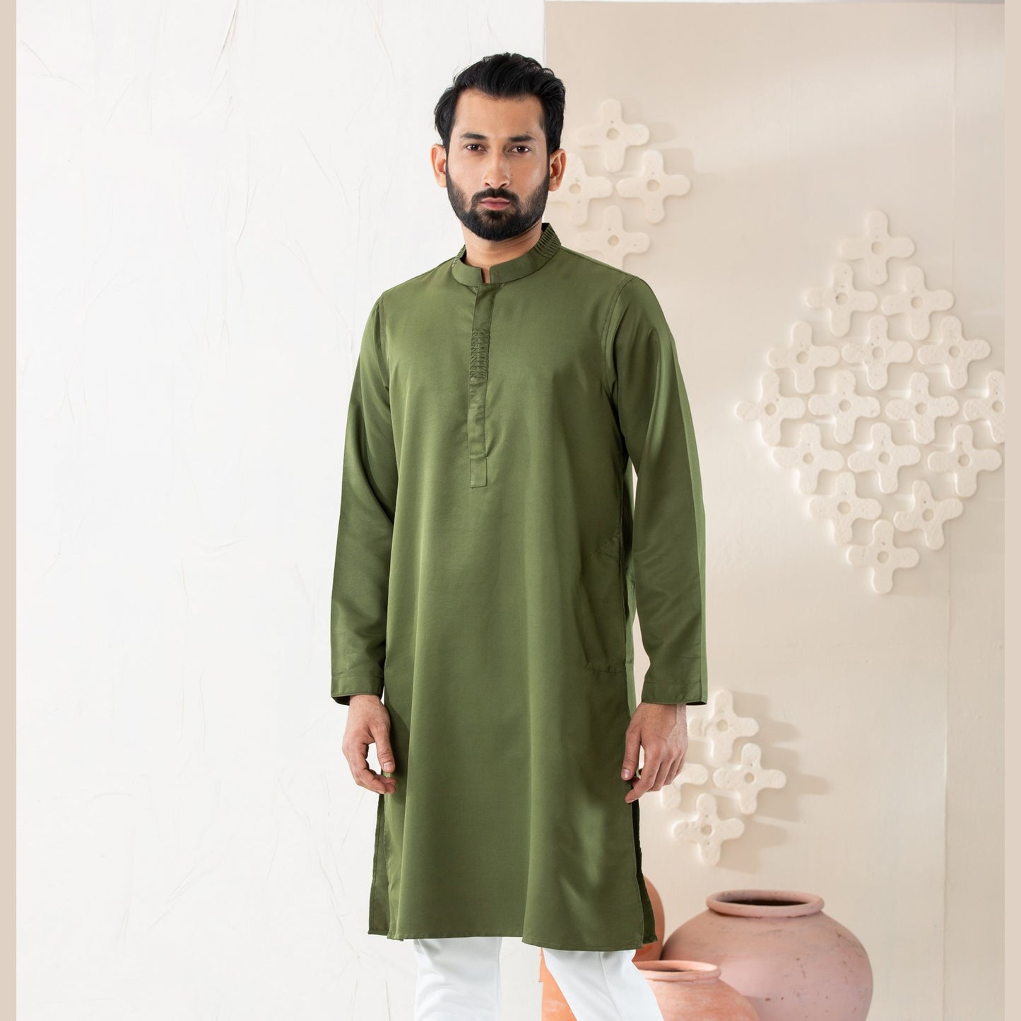 Mens Olive Green Panjabi