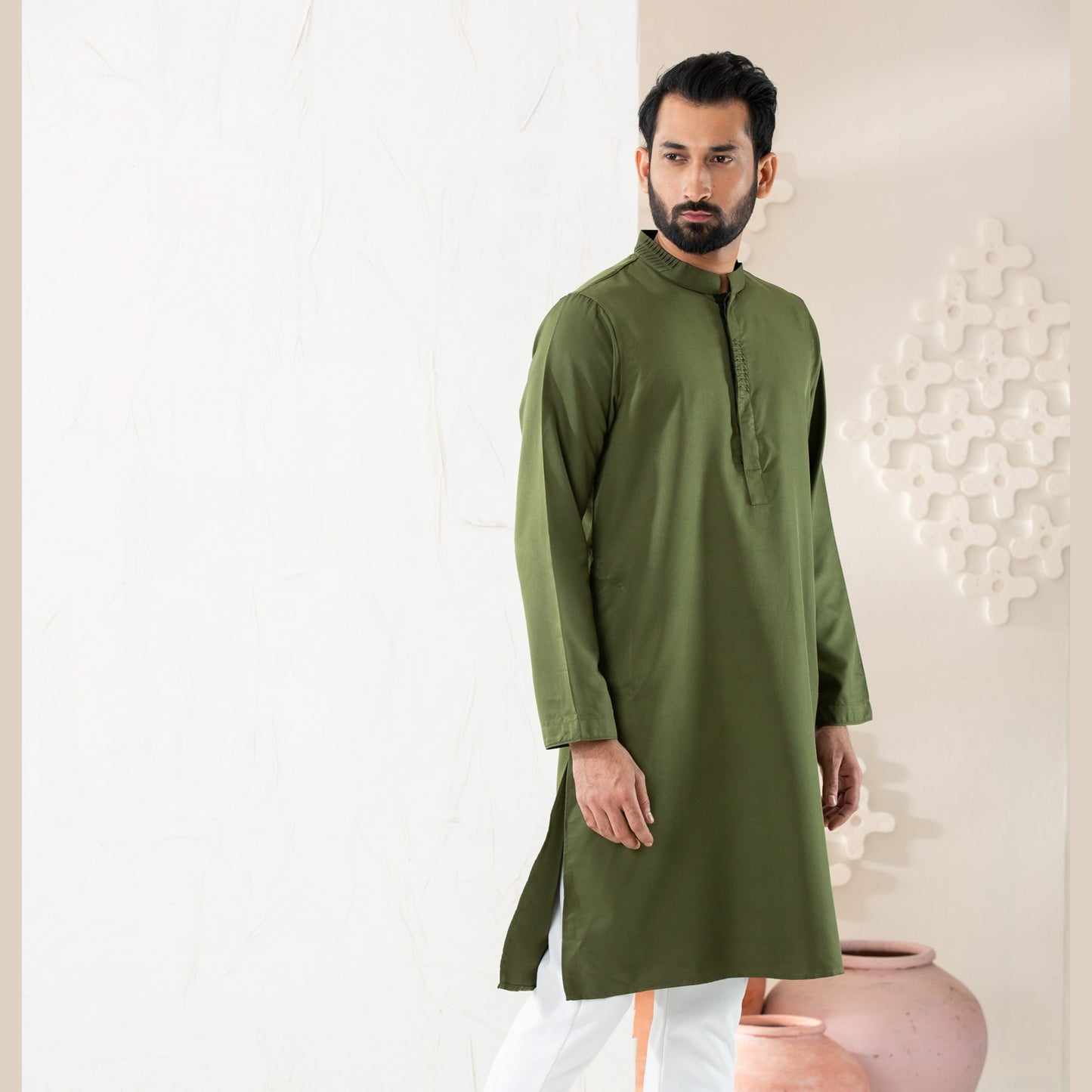 Mens Olive Green Panjabi