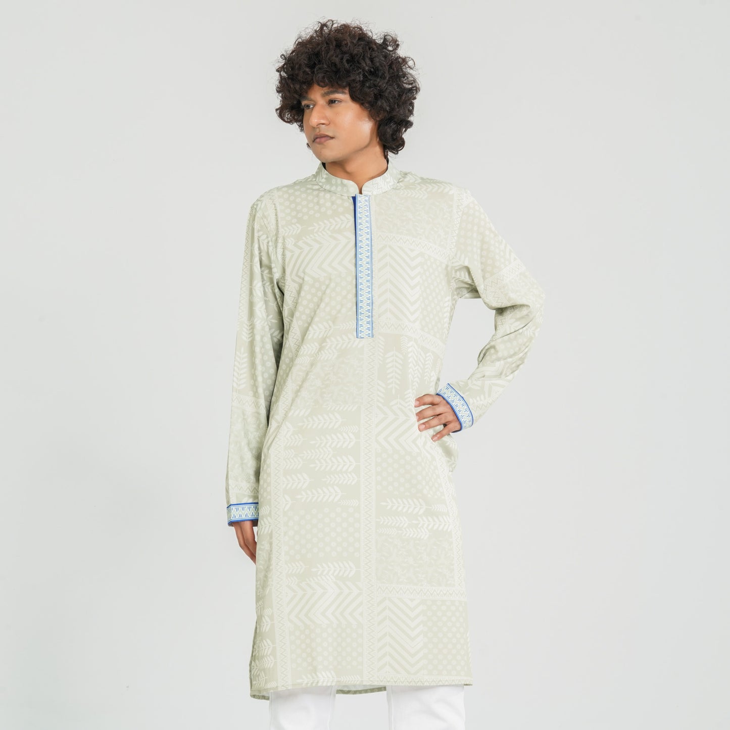 Men's Blended Silk Panjabi