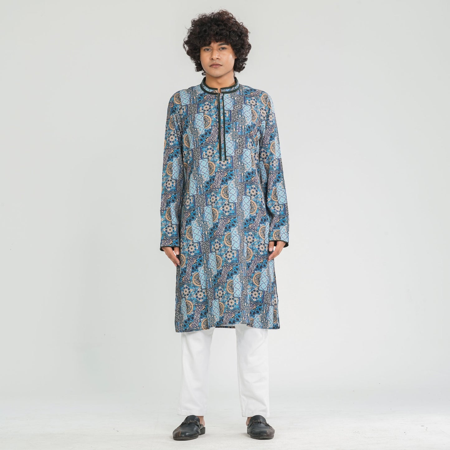 Men Navy Blended Panjabi