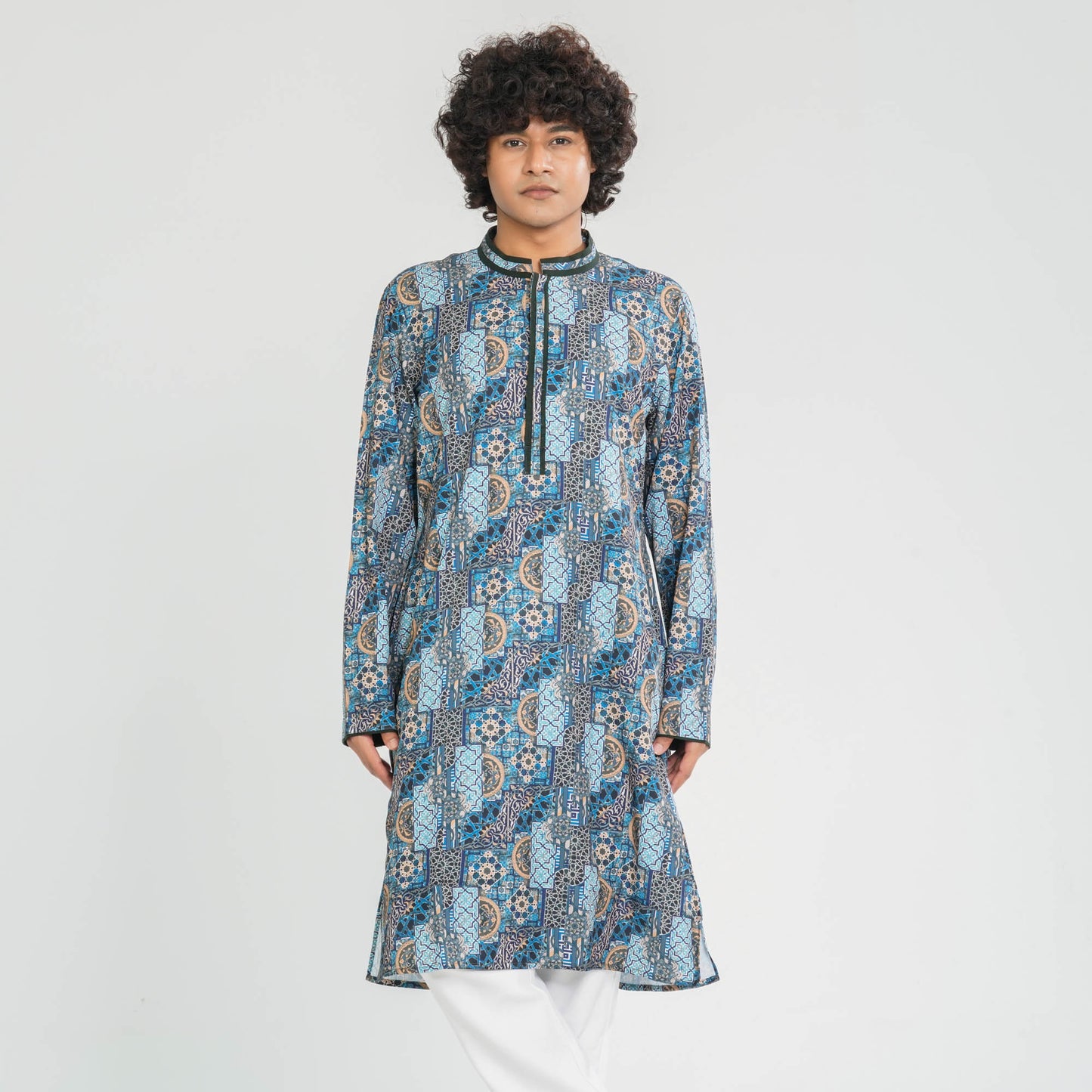 Men Navy Blended Panjabi