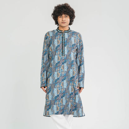 Men Navy Blended Panjabi