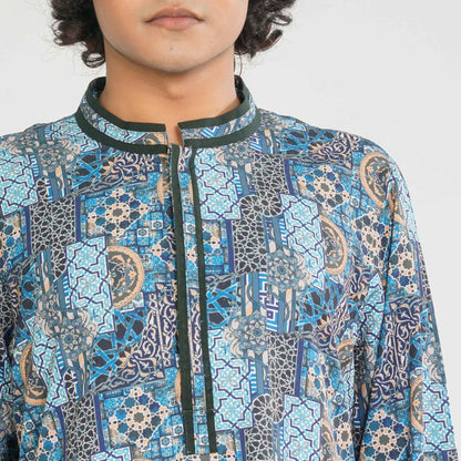 Men Navy Blended Panjabi