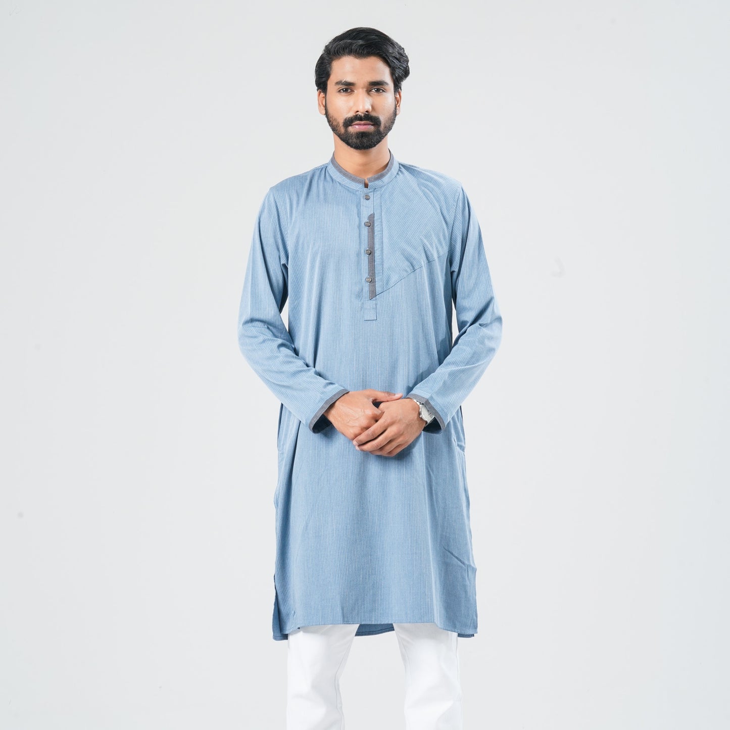Men Indigo Blended Panjabi