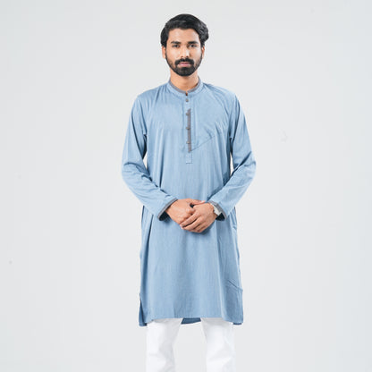 Men Indigo Blended Panjabi