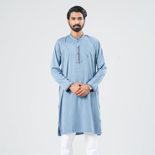 Men Indigo Blended Panjabi