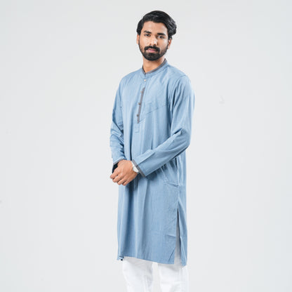 Men Indigo Blended Panjabi