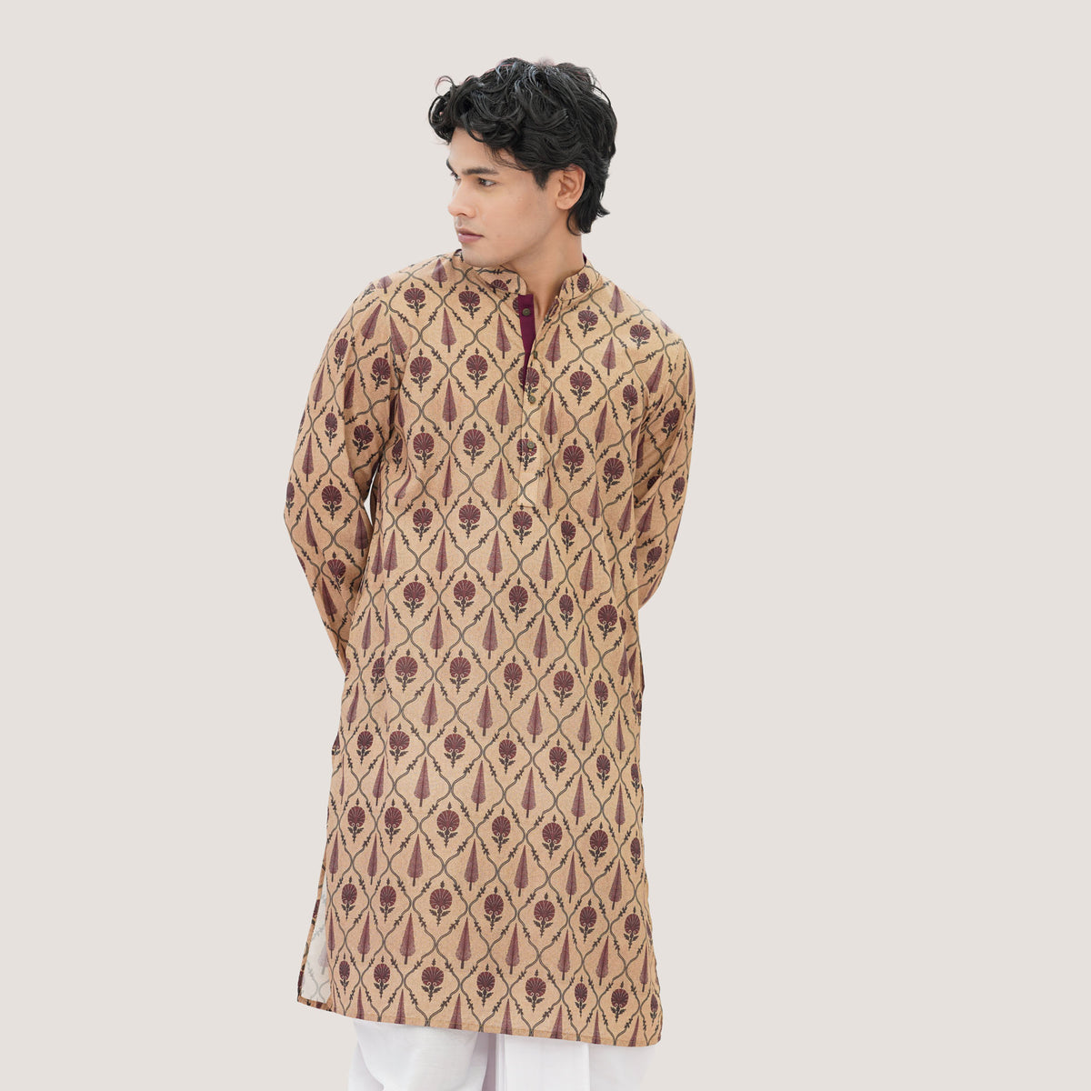 Men's Beige Panjabi