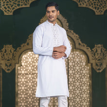Load image into Gallery viewer, MENS EMBROIDERY PANJABI-WHITE
