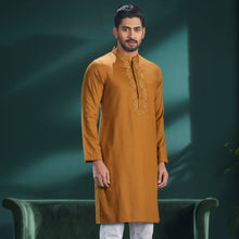Load image into Gallery viewer, MENS EMBROIDERY PANJABI-CAMEL
