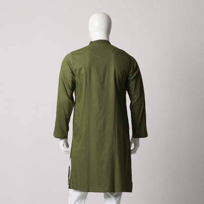 Mens Embroidery Panjabi-Olive