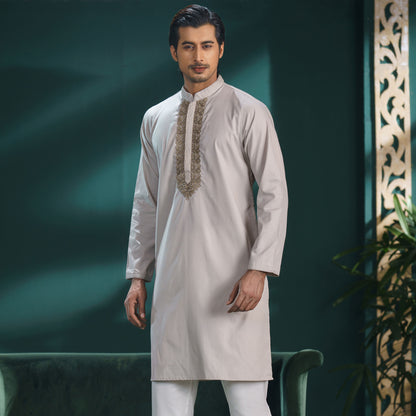Men's Grey Beige Traditional Panjabi