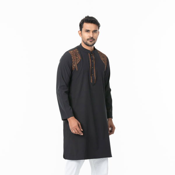 Mens Black Embroidery Panjabi