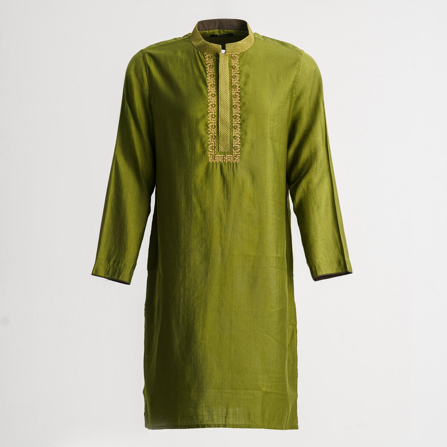 Mens Olive Green Embroidered Panjabi