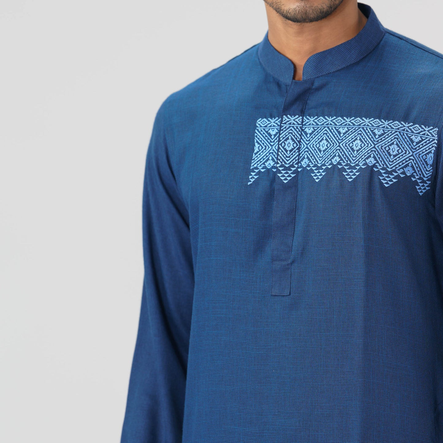 Mens Navy Embroidered Panjabi