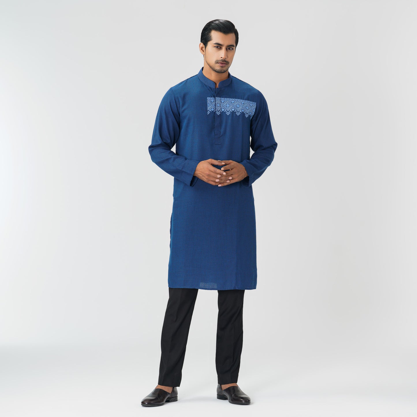 Mens Navy Embroidered Panjabi