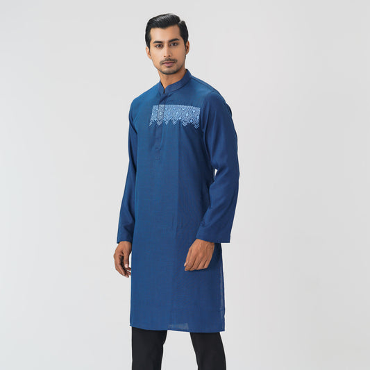 Mens Navy Embroidered Panjabi