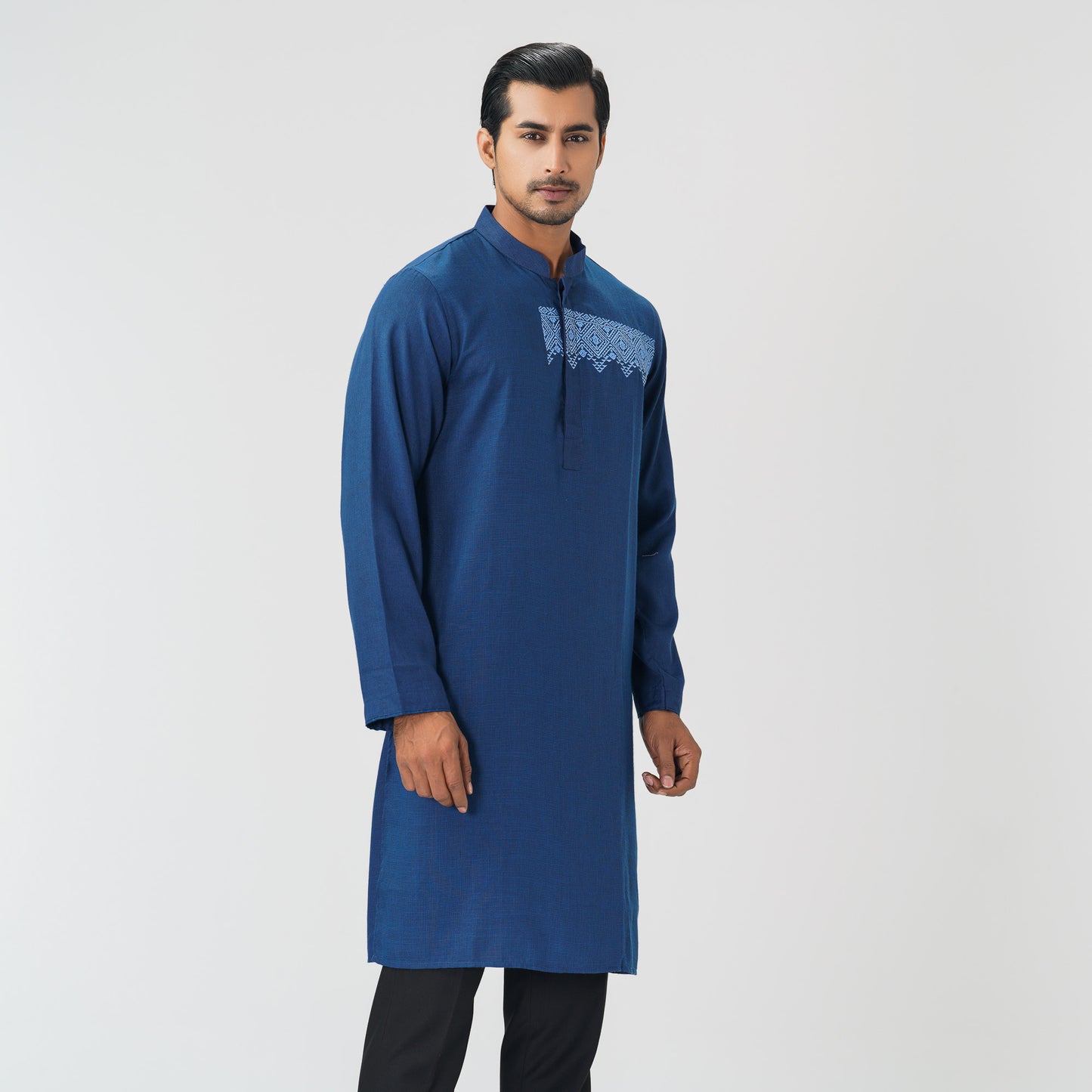 Mens Navy Embroidered Panjabi