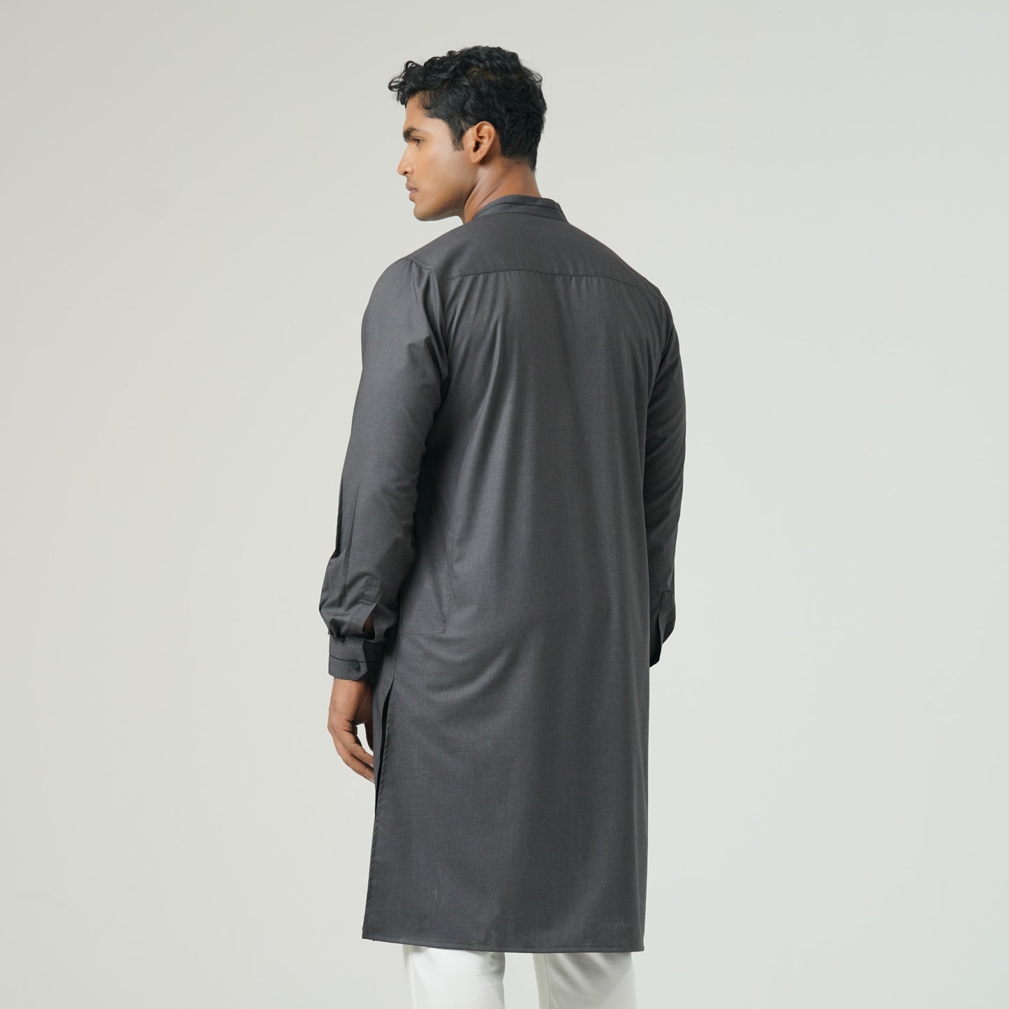 Mens Ash Embroidered Panjabi