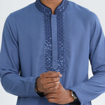 Men Navy Cotton Panjabi