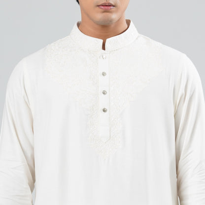 Men Cream Blended Panjabi