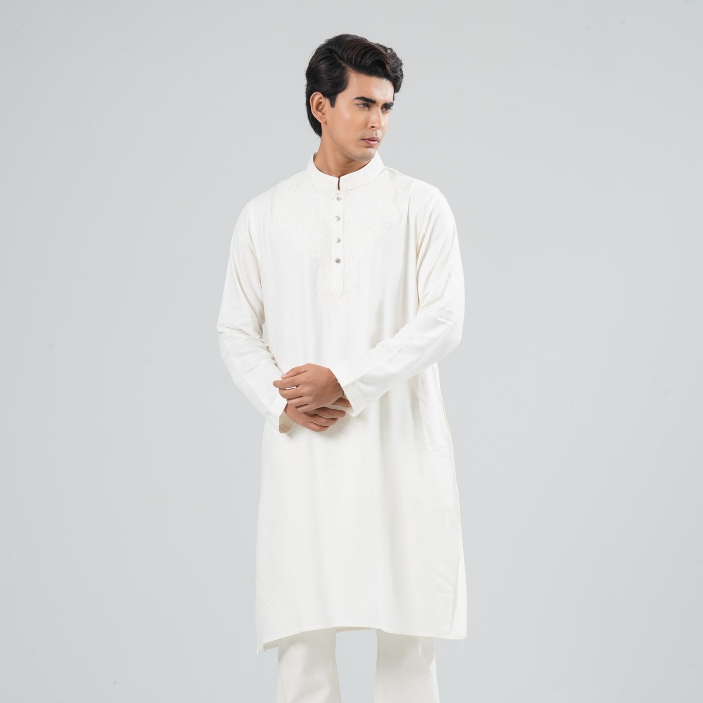 Men Cream Blended Panjabi