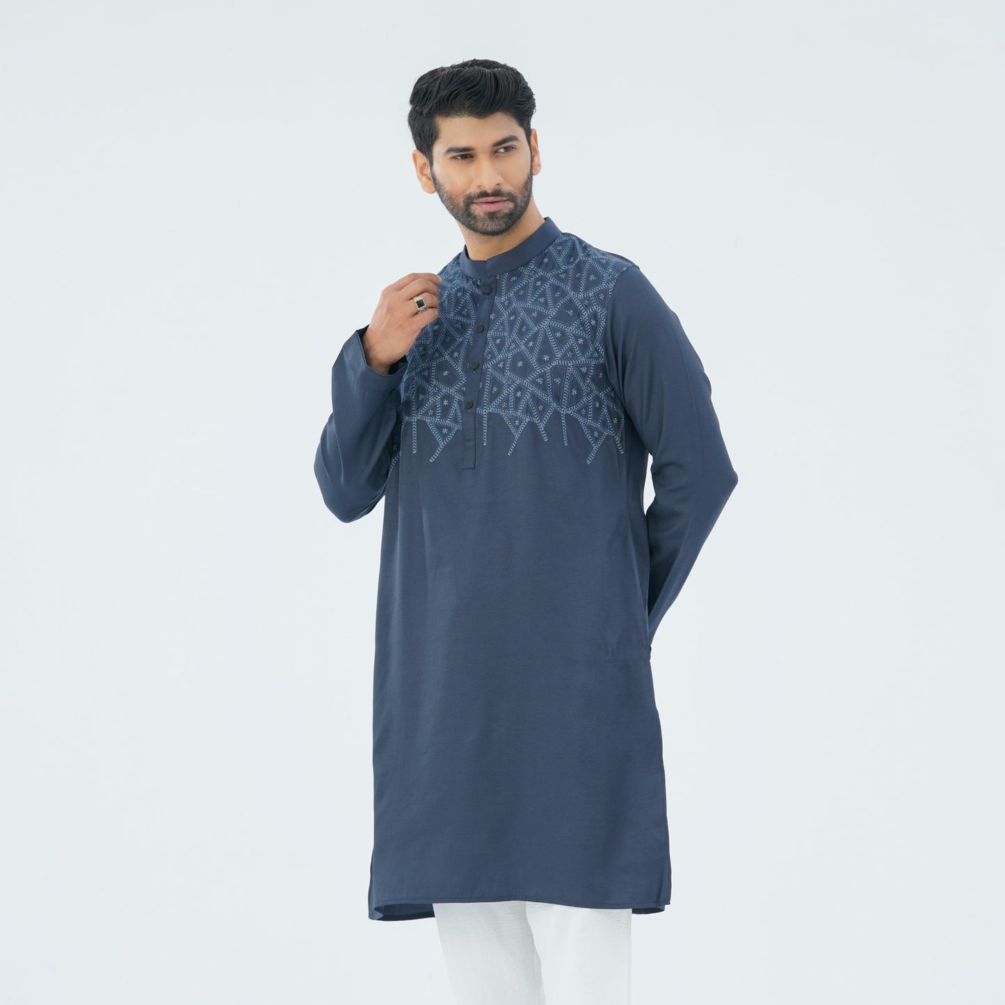 Men’s Blended Silk Embroidered Panjabi