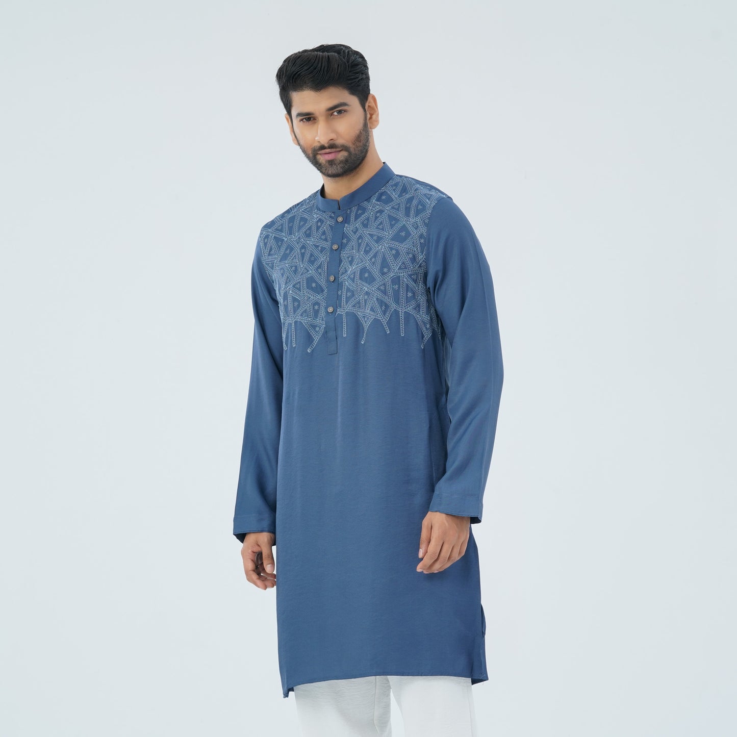 Men’s Blended Silk Embroidered Panjabi