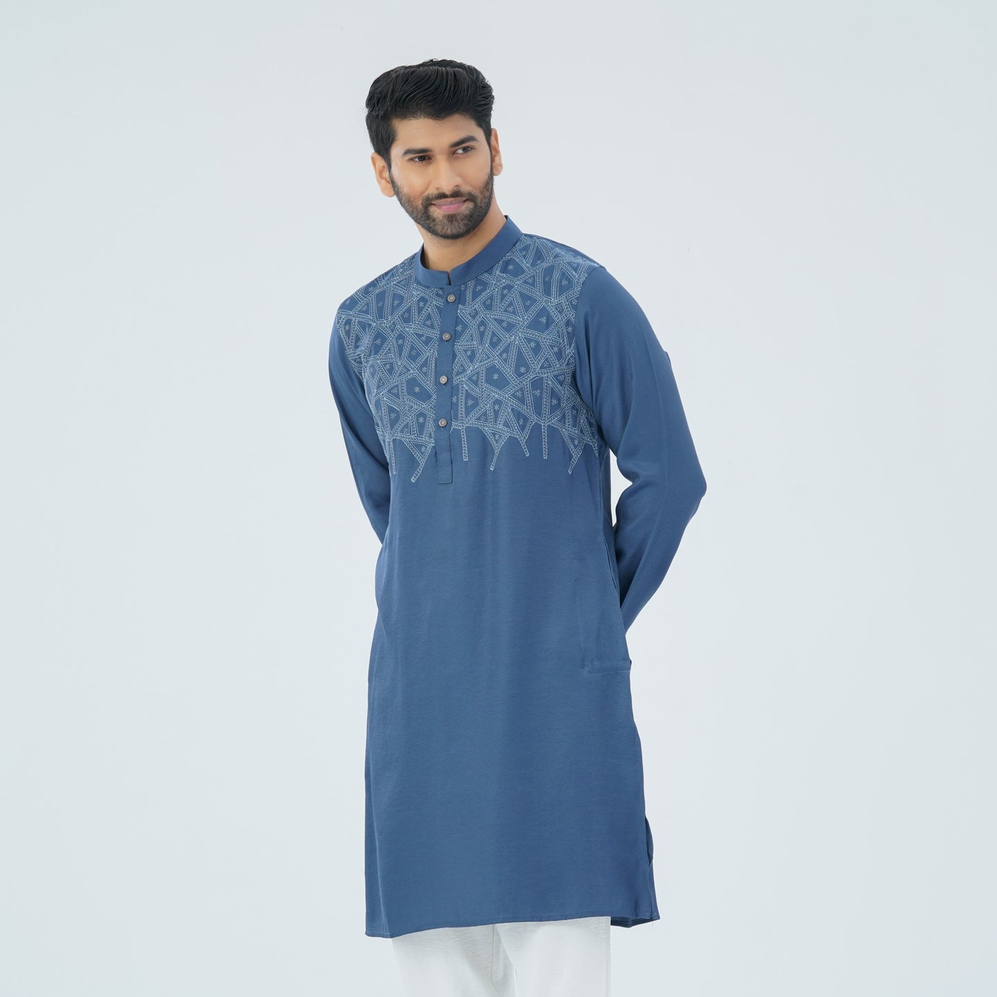 Men’s Blended Silk Embroidered Panjabi
