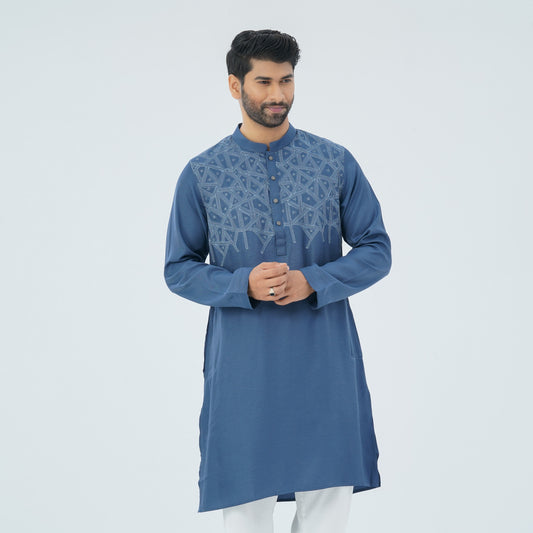 Men’s Blended Silk Embroidered Panjabi