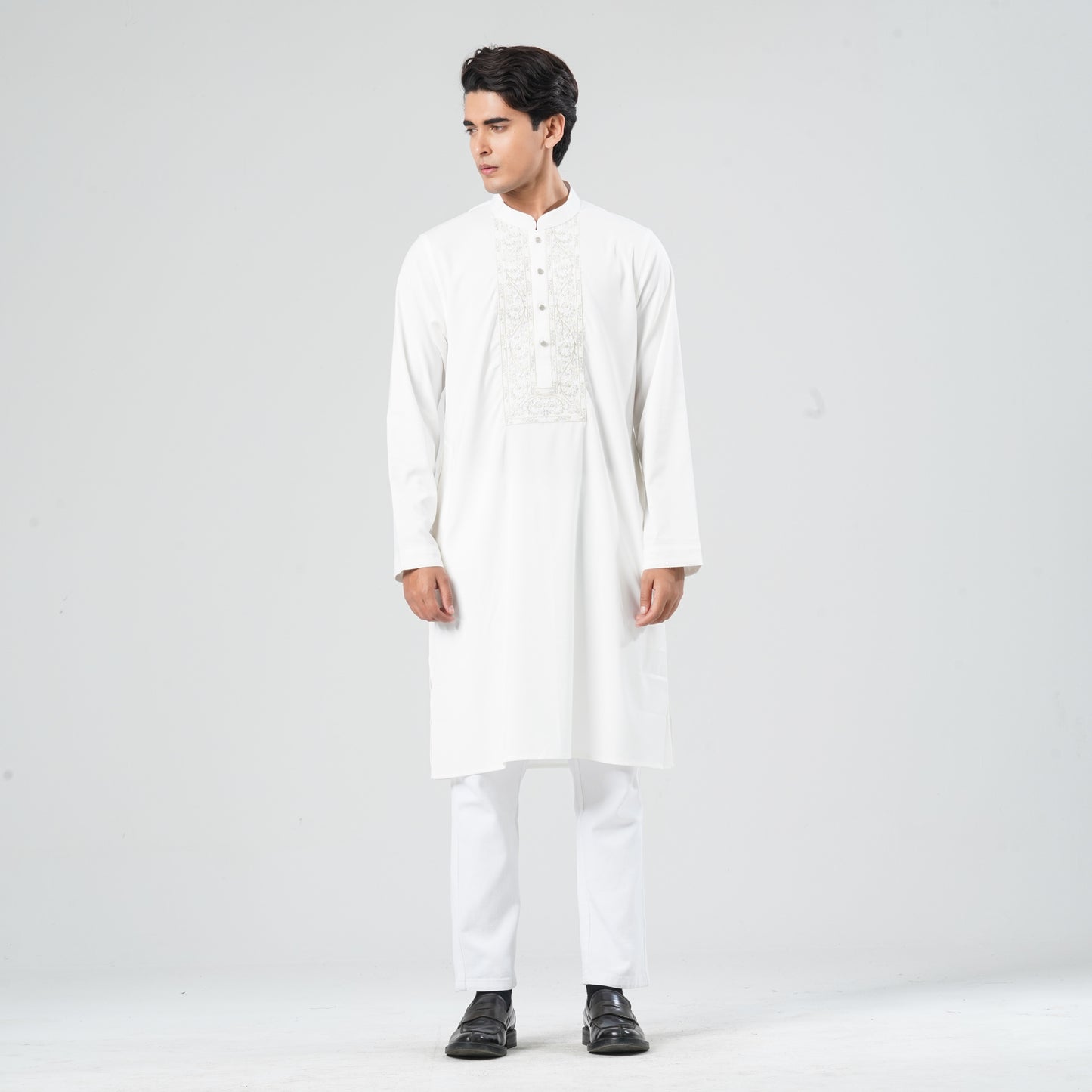 Men White Blended Panjabi