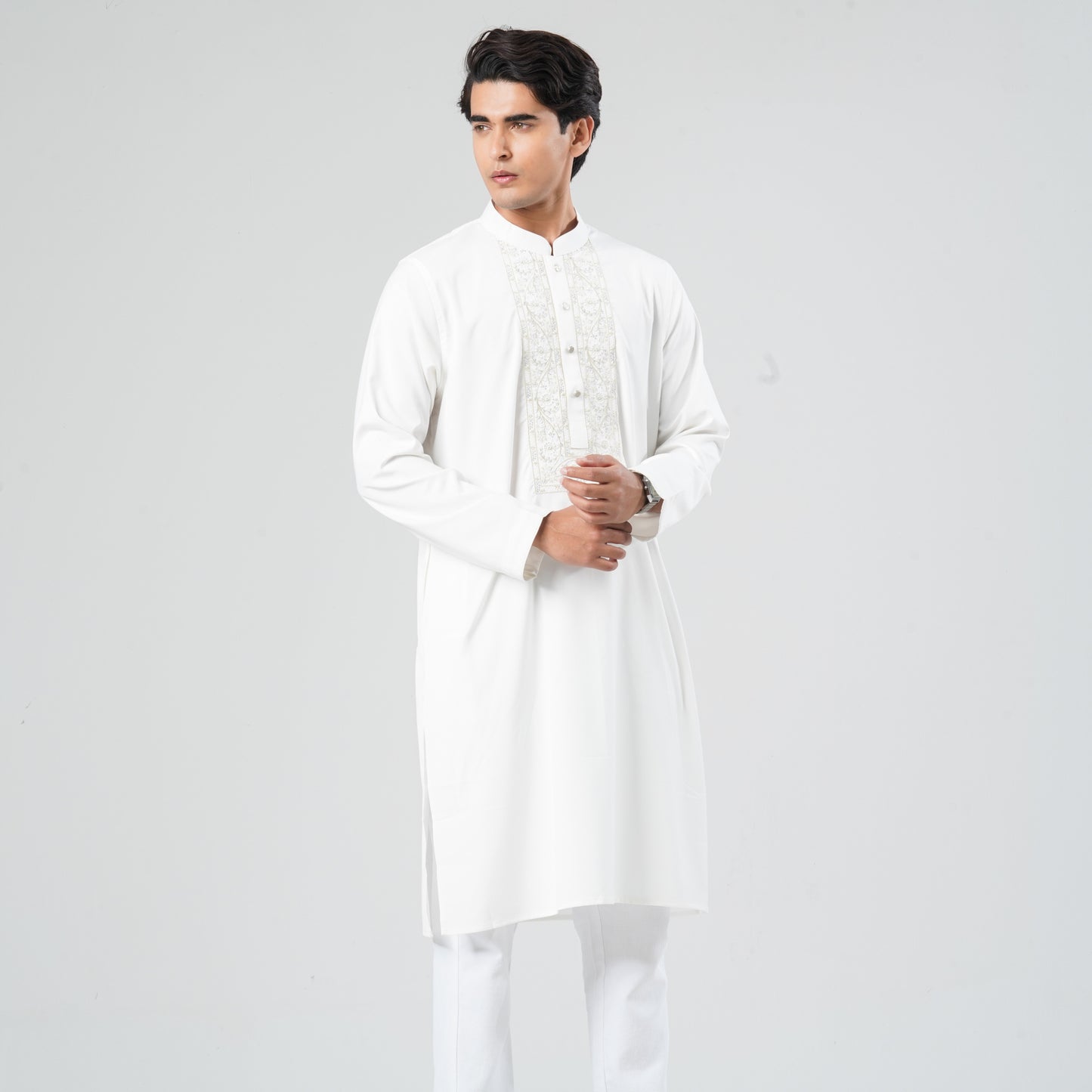 Men White Blended Panjabi