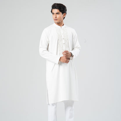 Men White Blended Panjabi