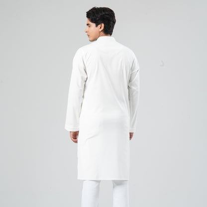 Men White Blended Panjabi