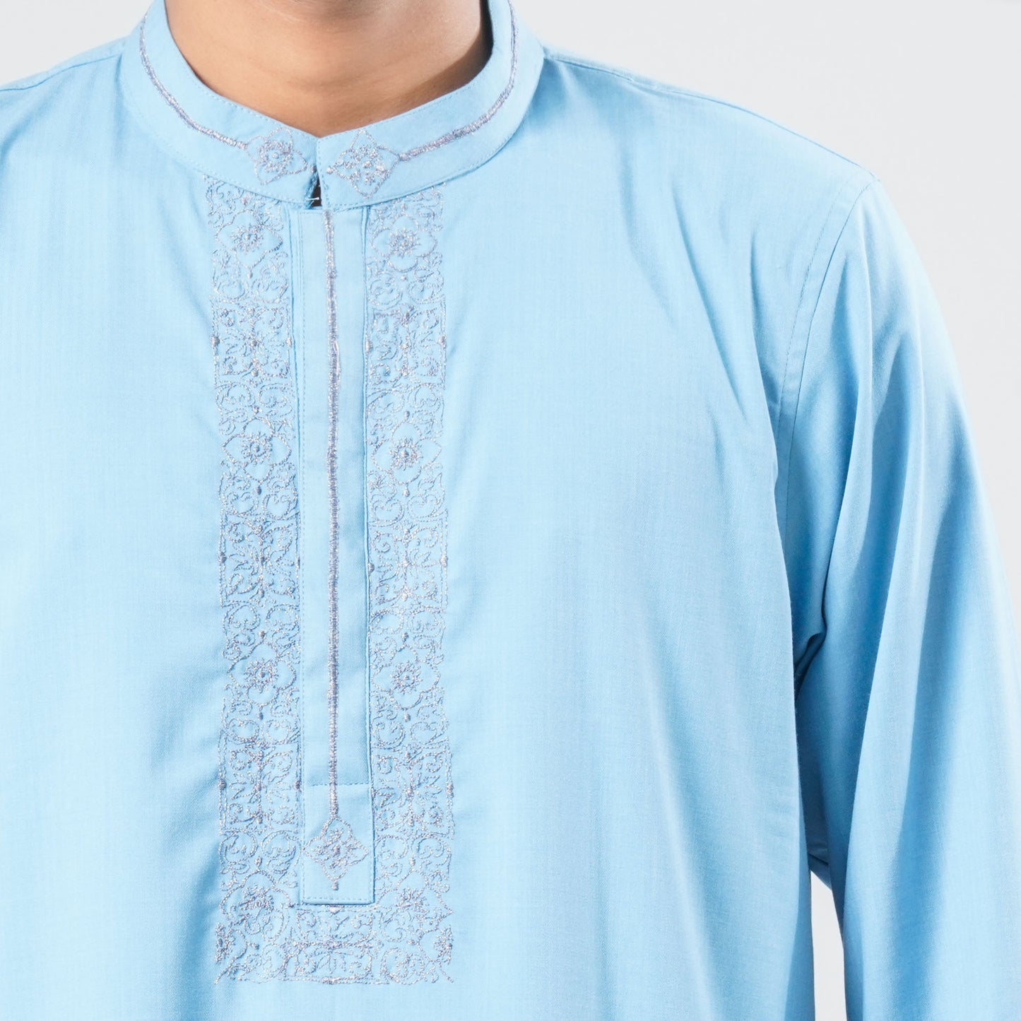 Men's Sky Blue Blended Panjabi
