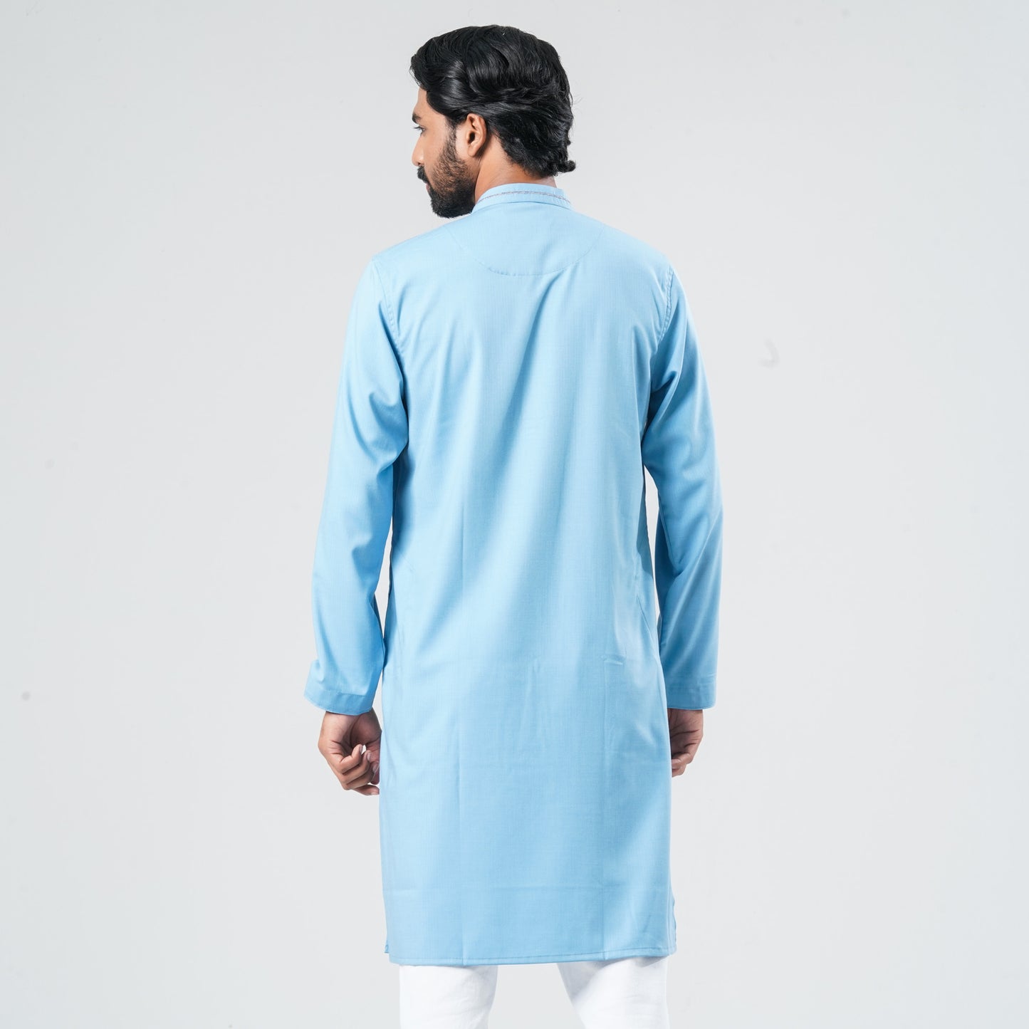 Men's Sky Blue Blended Panjabi