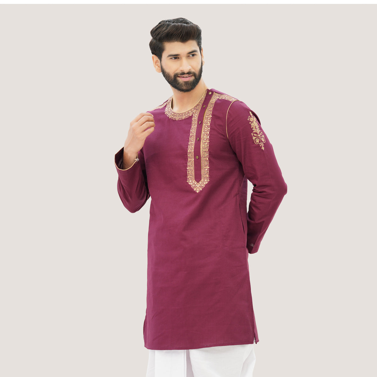 Mens Maroon Panjabi