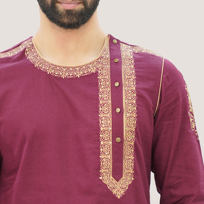 Mens Maroon Panjabi