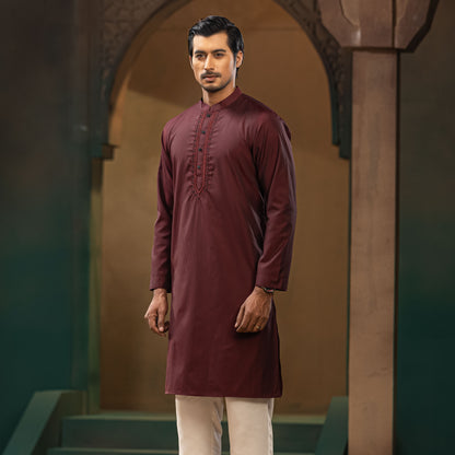Mens Maroon Karchupi Panjabi
