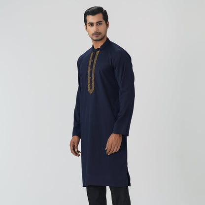 Mens Navy Karchupi Panjabi