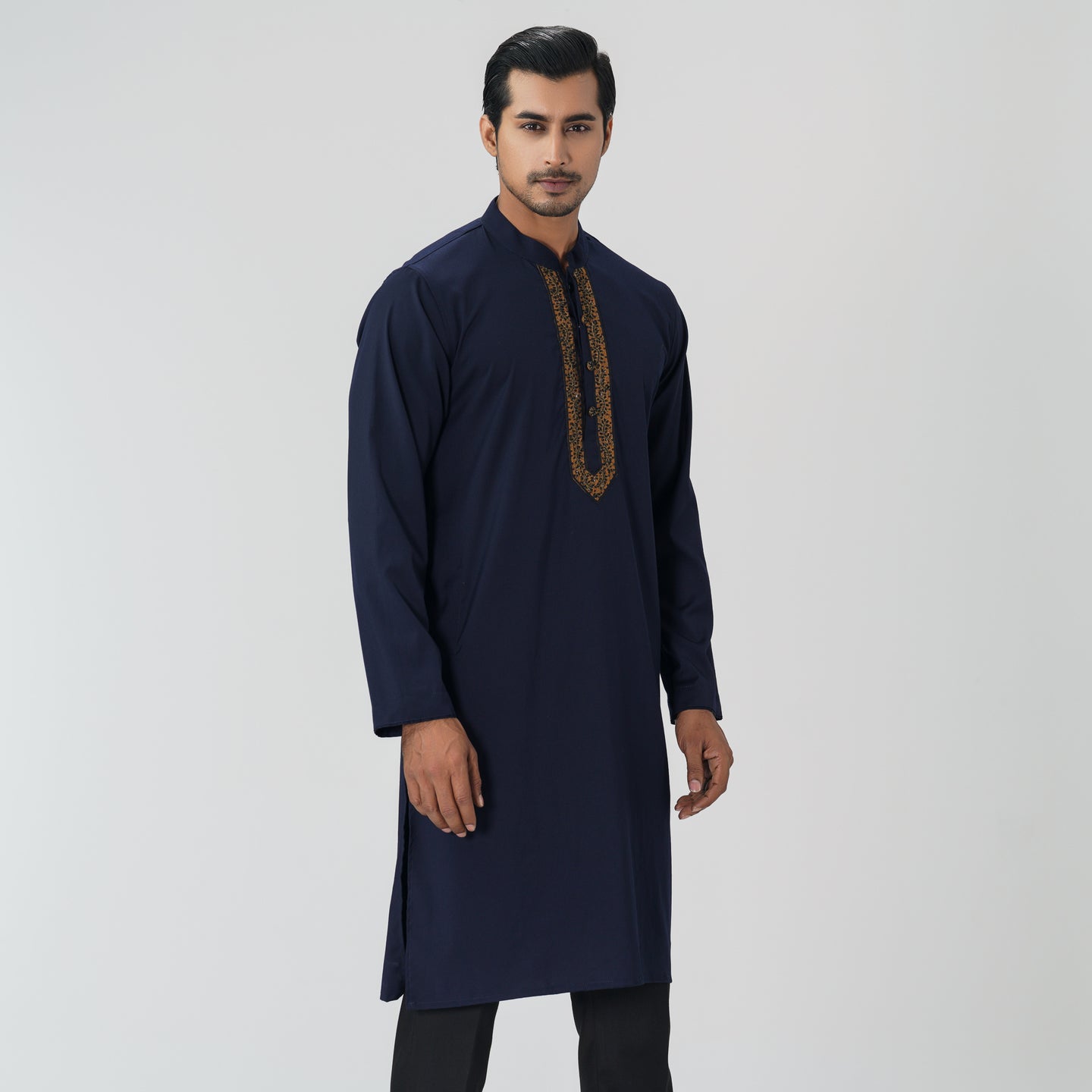 Mens Navy Karchupi Panjabi