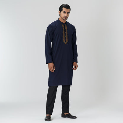 Mens Navy Karchupi Panjabi