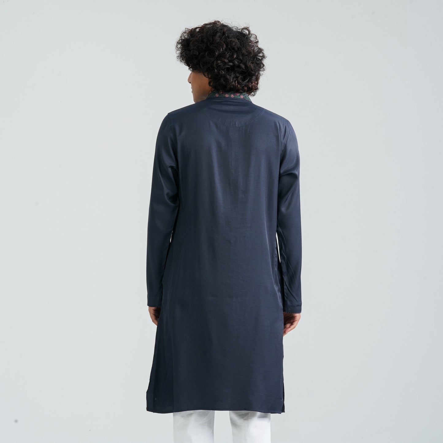 Men's Navy Silk Panjabi