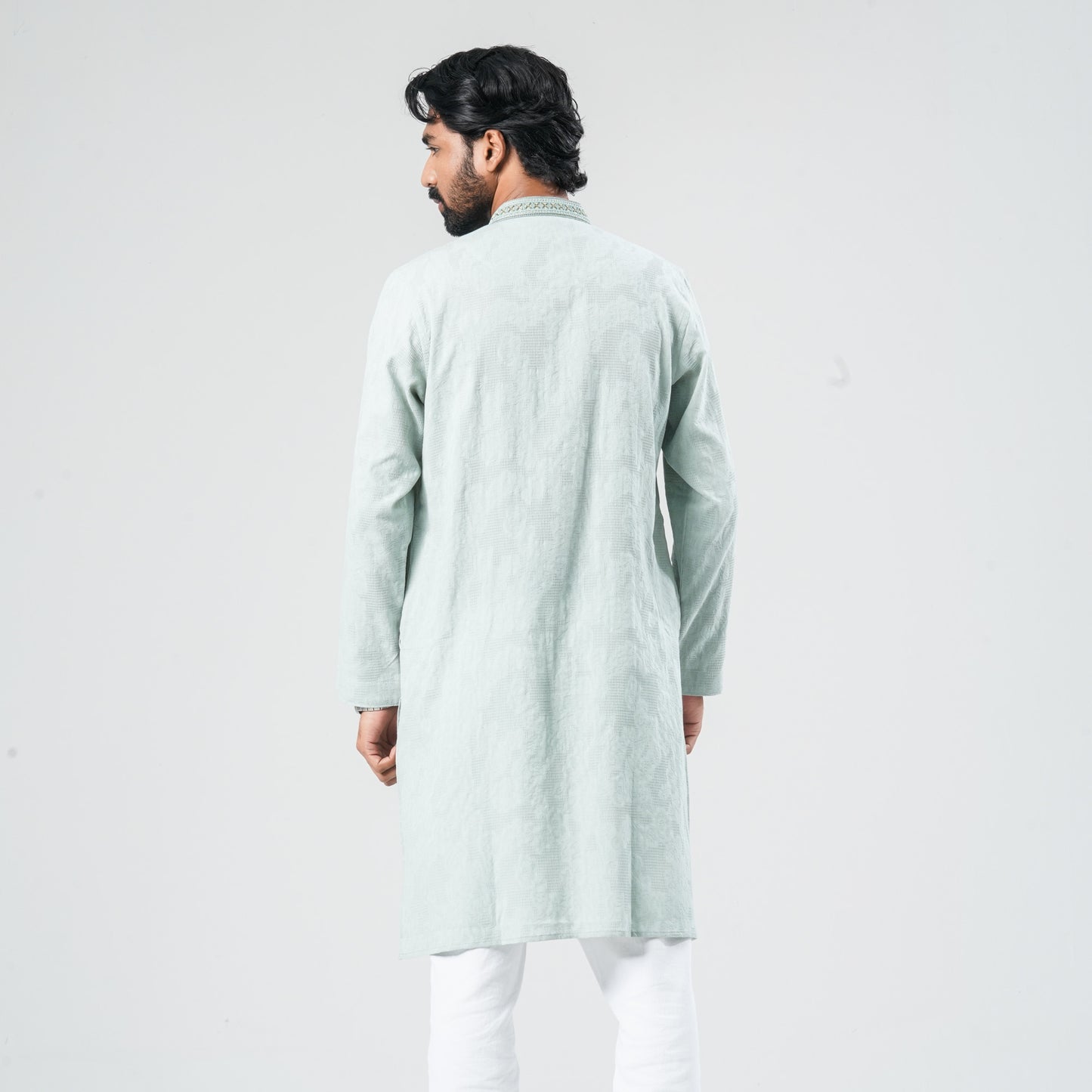 Men's Mint Green Blended Panjabi