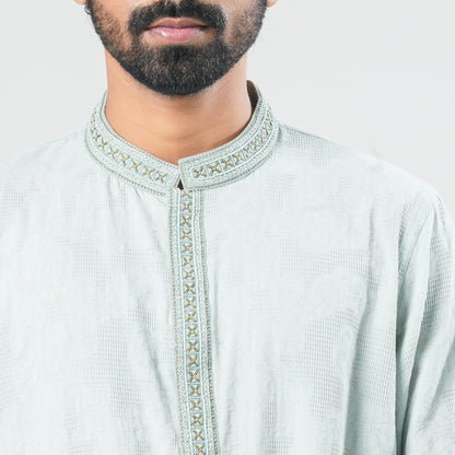 Men's Mint Green Blended Panjabi